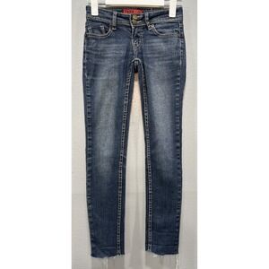 Zana Di Jeans Women's Size 0 Blue Straight Skinny Leg 5 Pockets Frayed Hem Y2K